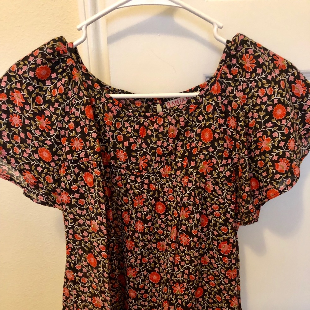 Banjanan Black and Pink Floral Blouse